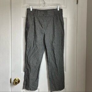 HAVE striped grey paper bag waist ankle pants trousers size L